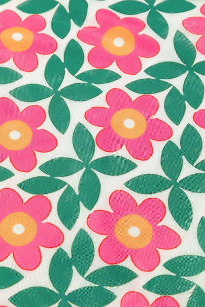 Fiery Red Vintage Blossom Stretchy Long Sleeve Blouse