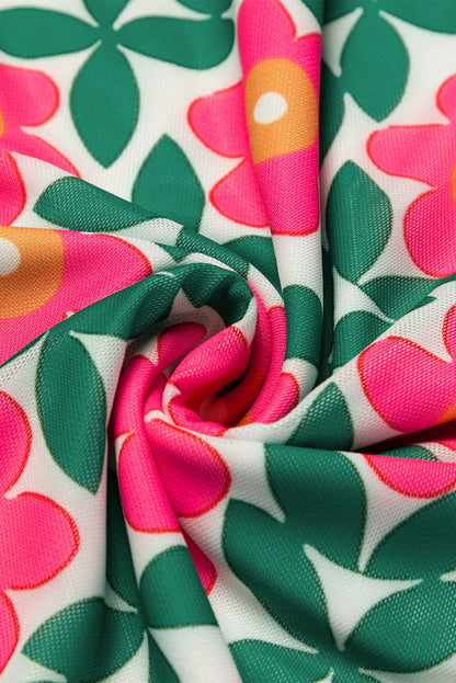 Fiery Red Vintage Blossom Stretchy Long Sleeve Blouse