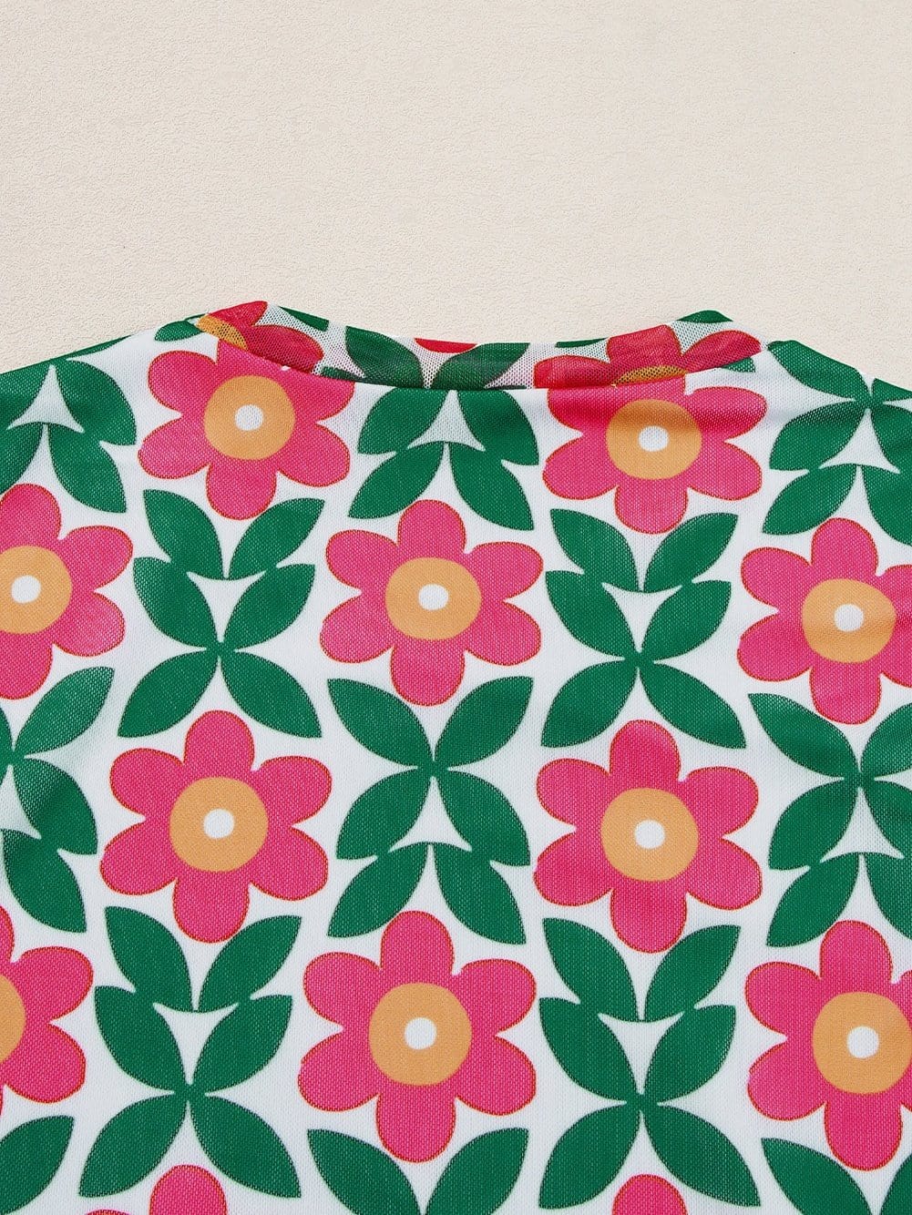 Fiery Red Vintage Floral Print Crew Neck T-Shirt