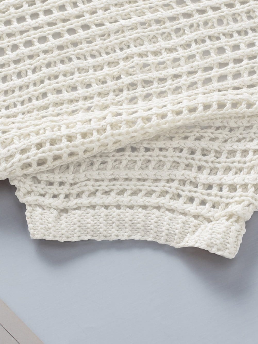 Fishnet Mesh Detail Ribbed Round Neck Short Sleeve Sweater Top