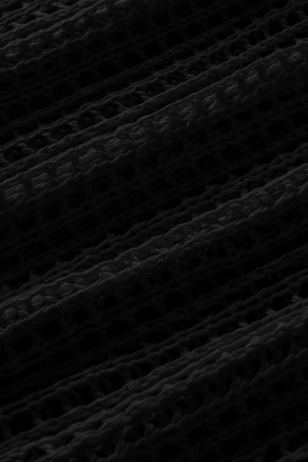 Fishnet Mesh Insert Black Short Sleeve Sweater Top