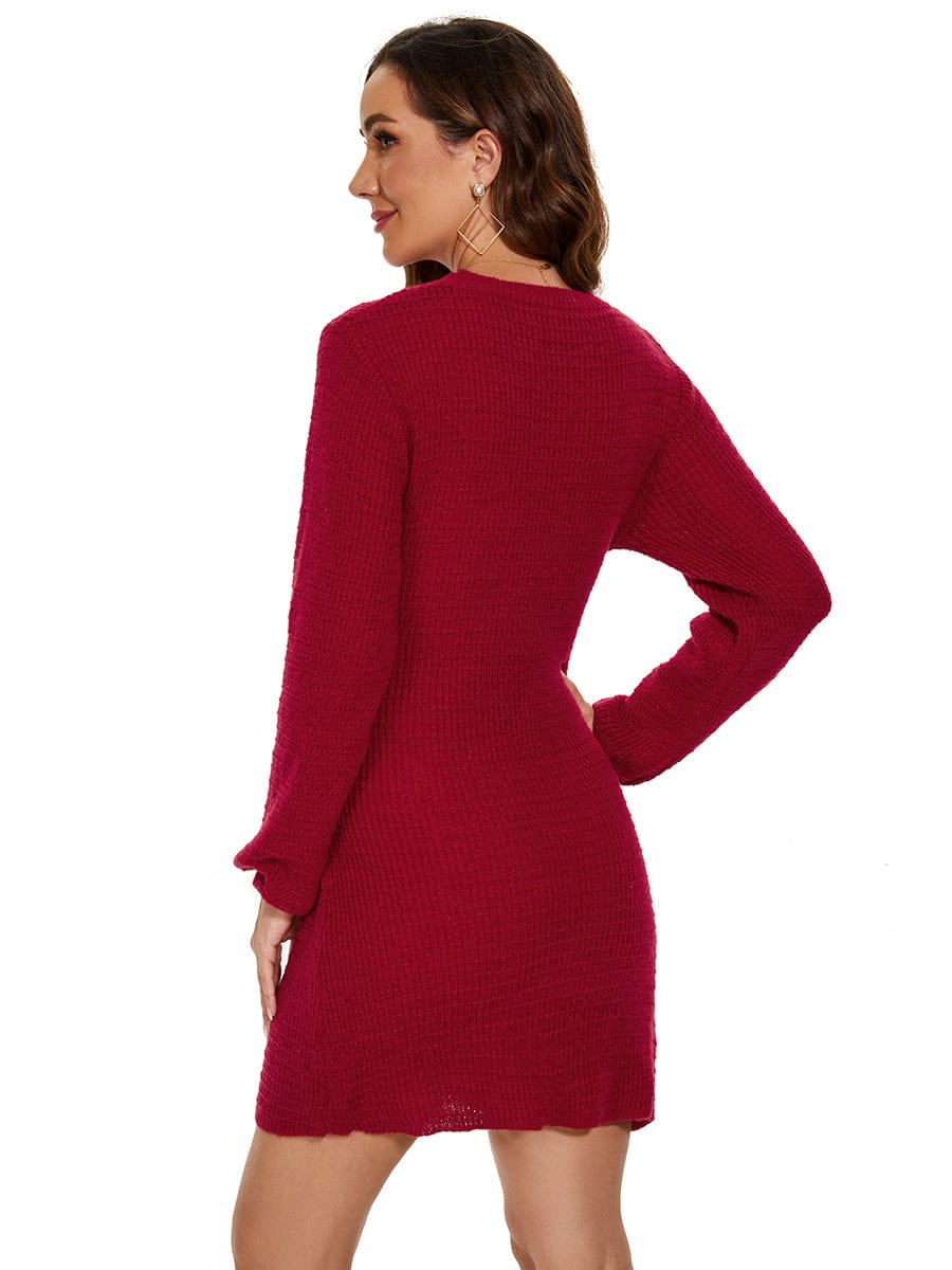 Fishtail Silhouette Sweater Dress With Belt