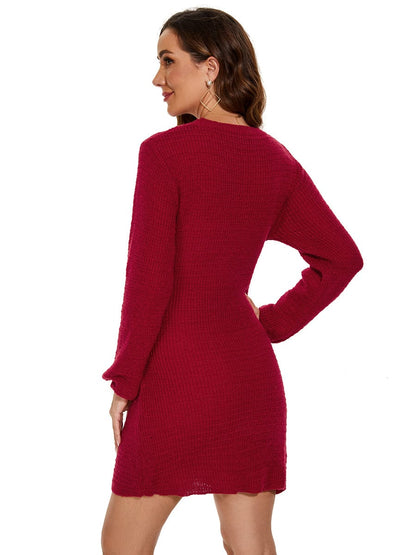 Fishtail Silhouette Sweater Dress With Belt