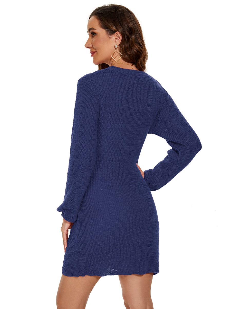 Fishtail Silhouette Sweater Dress With Belt