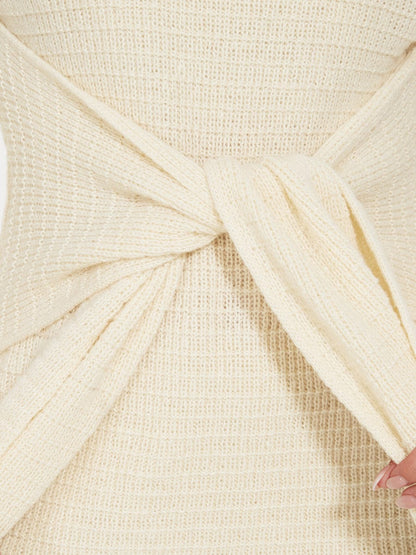 Fishtail Silhouette Sweater Dress With Belt