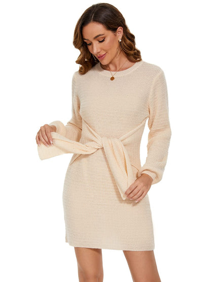 Fishtail Silhouette Sweater Dress With Belt