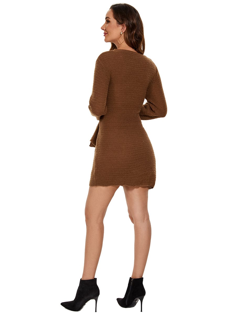 Fishtail Silhouette Sweater Dress With Belt