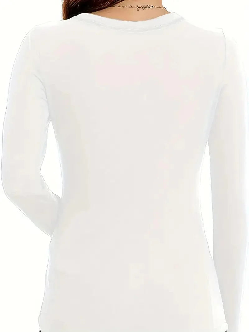 Fitted Crew Neck Top with Long Sleeves and Ribbed Texture