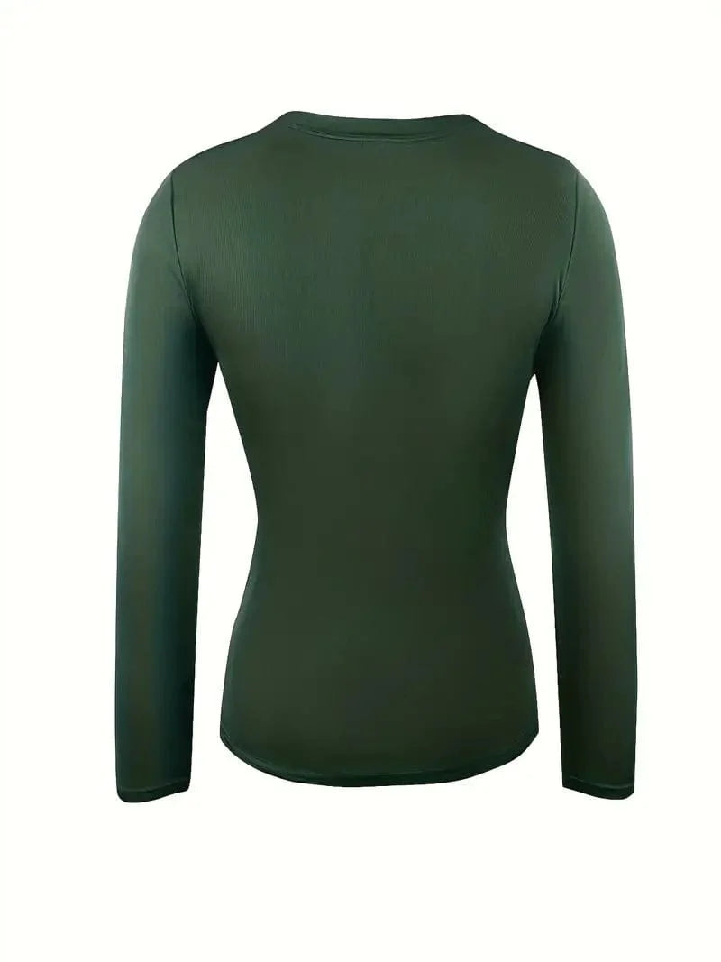Fitted Crew Neck Top with Long Sleeves and Ribbed Texture