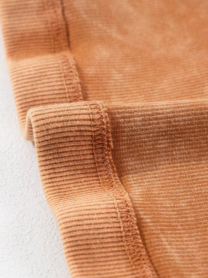 Flame Gold Ribbed Mineral Wash Sleeveless Racerback Top