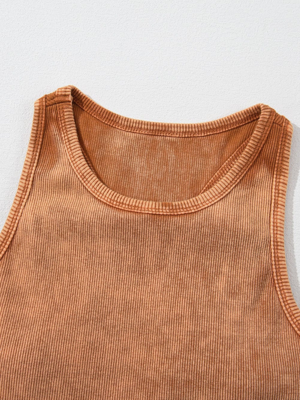 Flame Gold Ribbed Mineral Wash Sleeveless Racerback Top