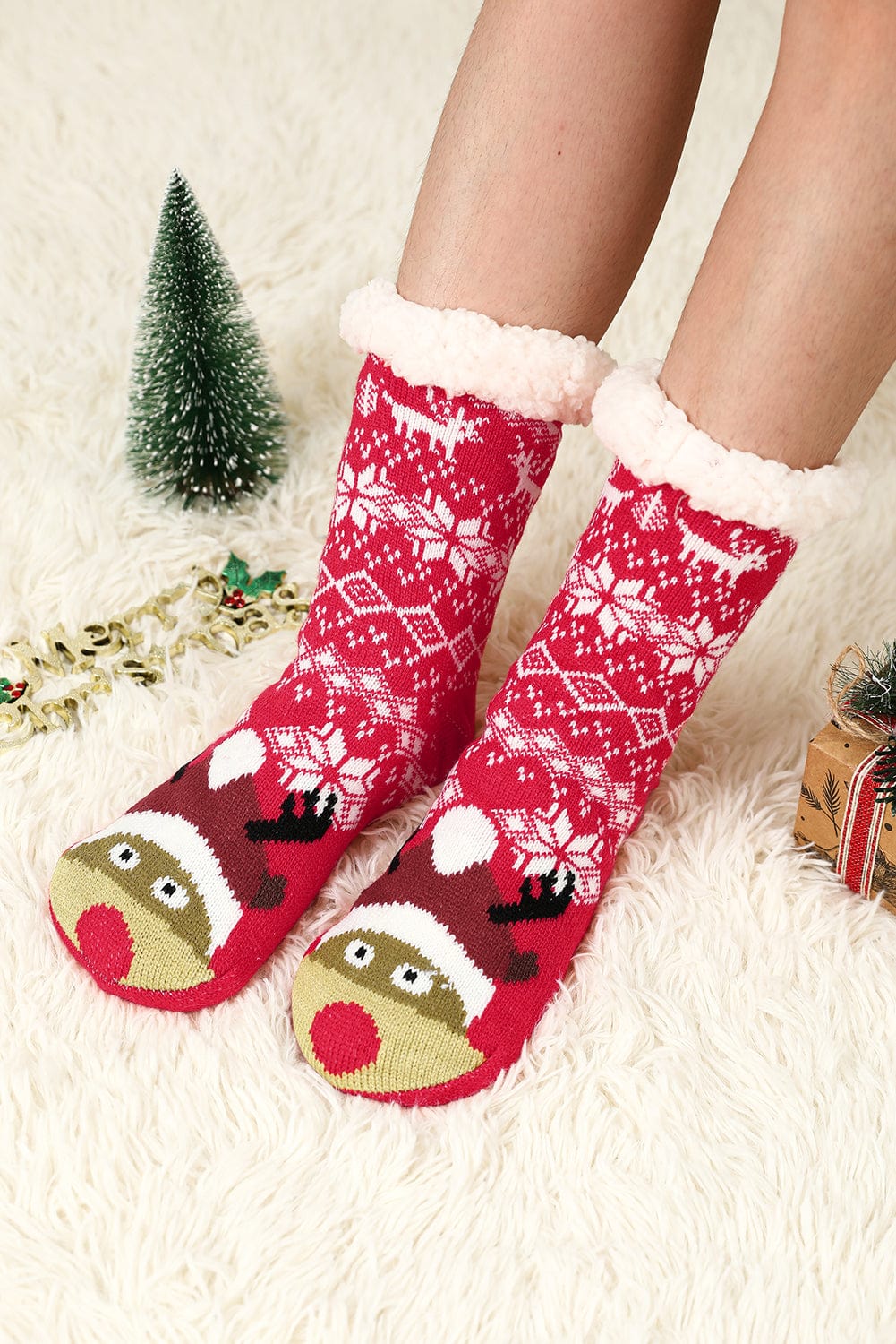 Flaming Christmas Snowflake Cozy Thermal Socks