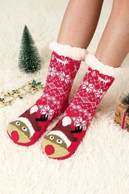 Flaming Christmas Snowflake Cozy Thermal Socks