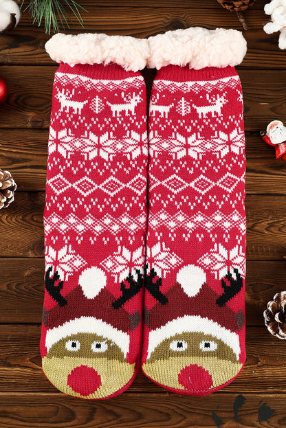Flaming Christmas Snowflake Cozy Thermal Socks