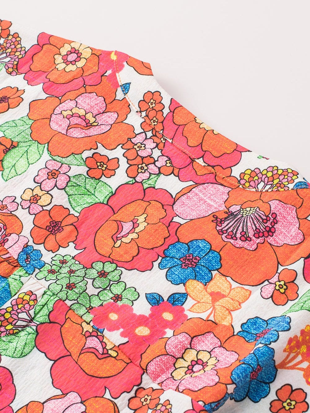 Flaming Scarlet Blossom V-Neck Blouse