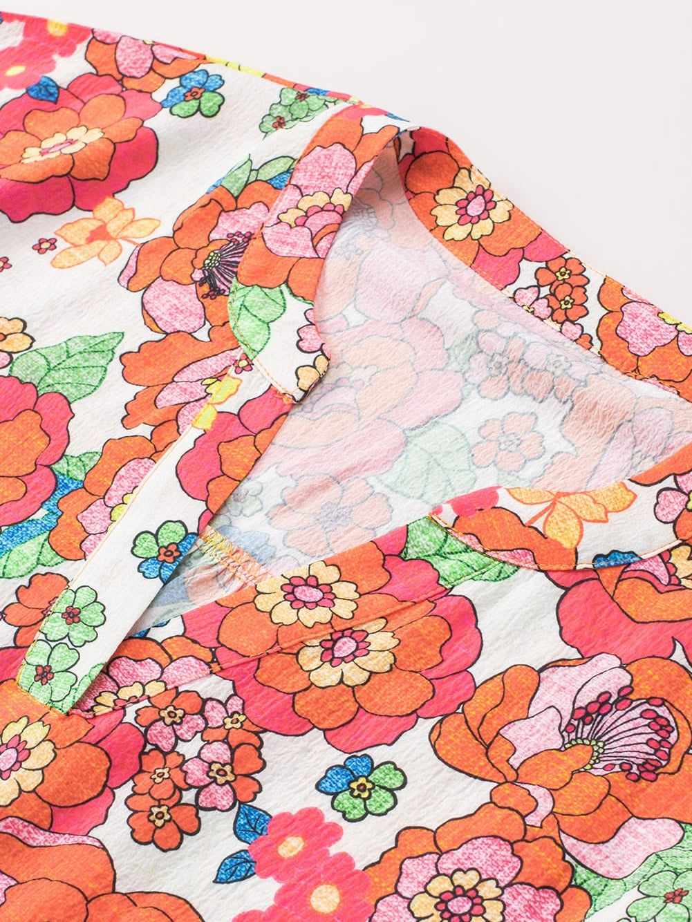 Flaming Scarlet Blossom V-Neck Blouse