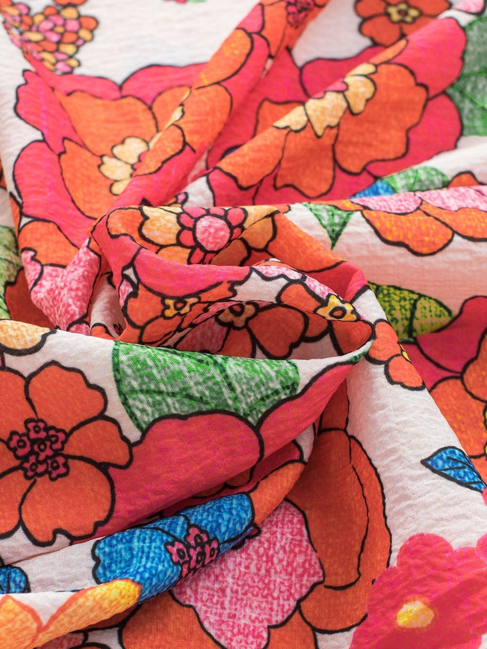 Flaming Scarlet Blossom V-Neck Blouse