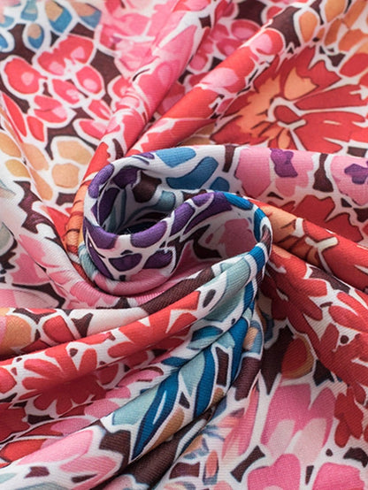 Flaming Scarlet Floral Print Slim Fit Tee