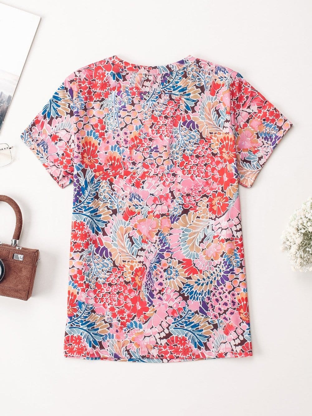 Flaming Scarlet Floral Print Slim Fit Tee