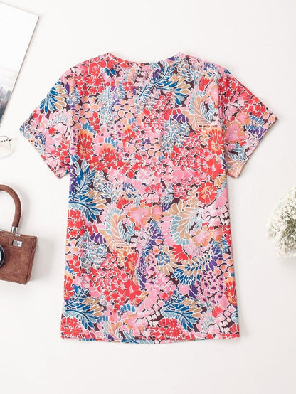 Flaming Scarlet Floral Print Slim Fit Tee