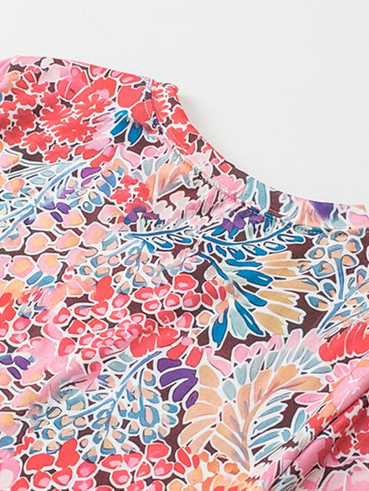 Flaming Scarlet Floral Print Slim Fit Tee