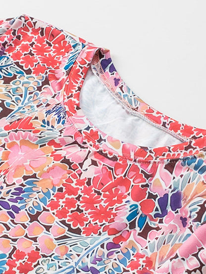 Flaming Scarlet Floral Print Slim Fit Tee