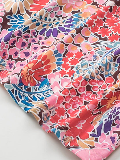 Flaming Scarlet Floral Print Slim Fit Tee