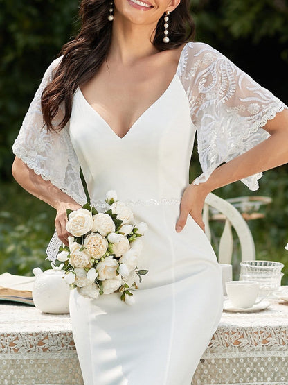 Flirty Sequined V-Neck Maxi Party Dress with Flare Sleeves