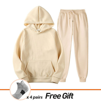 Men's Women's Tracksuit Sweatsuit Casual Fall Long Sleeve Velvet Thermal Warm Soft Fitness Running Jogging Sportswear Activewear Solid Colored Dark Grey Black White