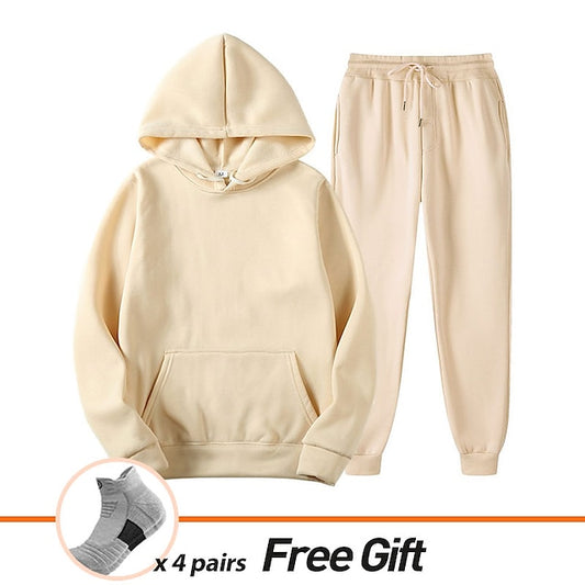 Men's Women's Tracksuit Sweatsuit Casual Fall Long Sleeve Velvet Thermal Warm Soft Fitness Running Jogging Sportswear Activewear Solid Colored Dark Grey Black White