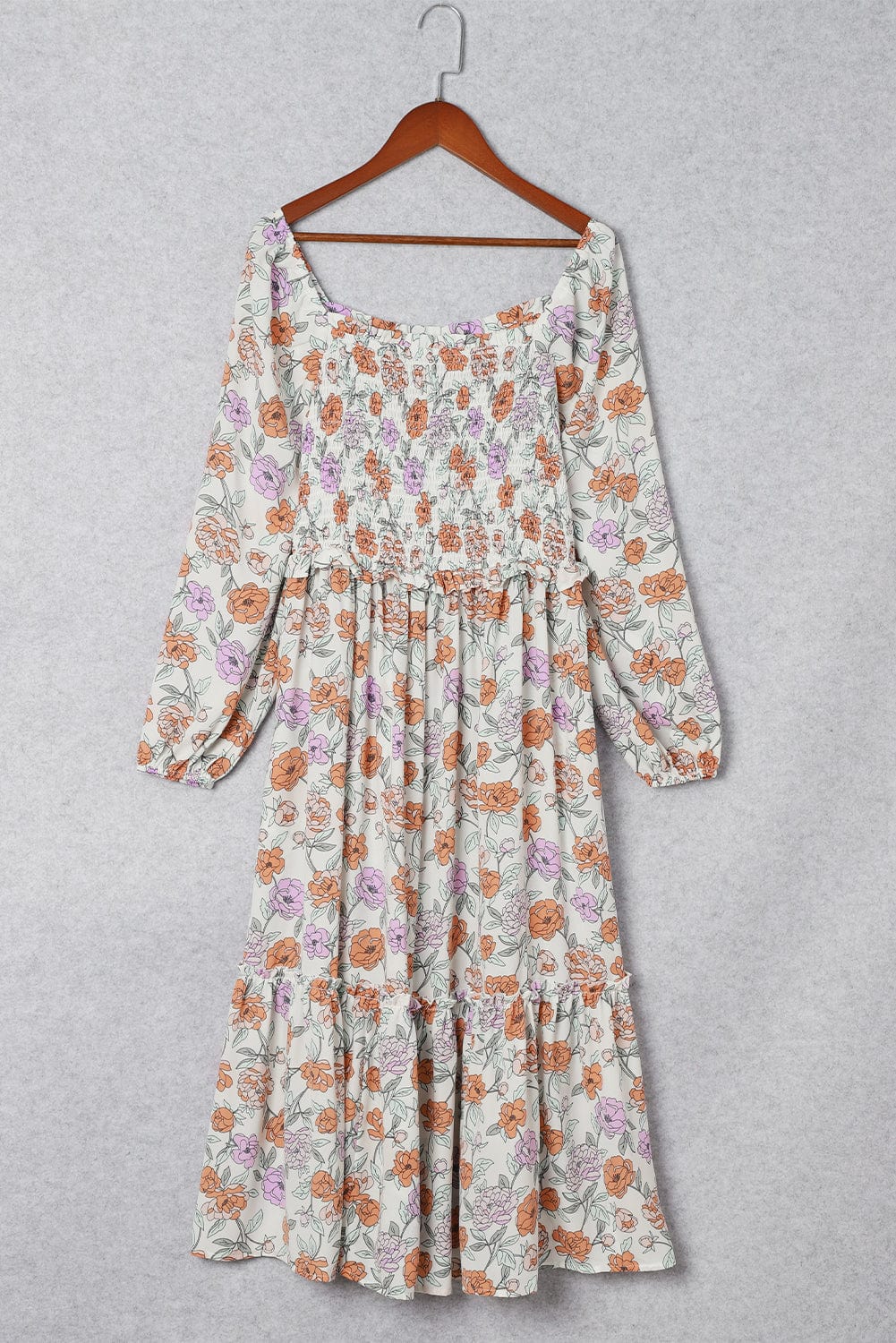 Floral Bliss Smocked A-Line Midi Dress