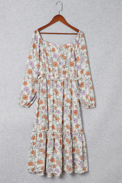 Floral Bliss Smocked A-Line Midi Dress
