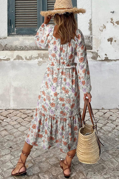 Floral Bliss Smocked A-Line Midi Dress
