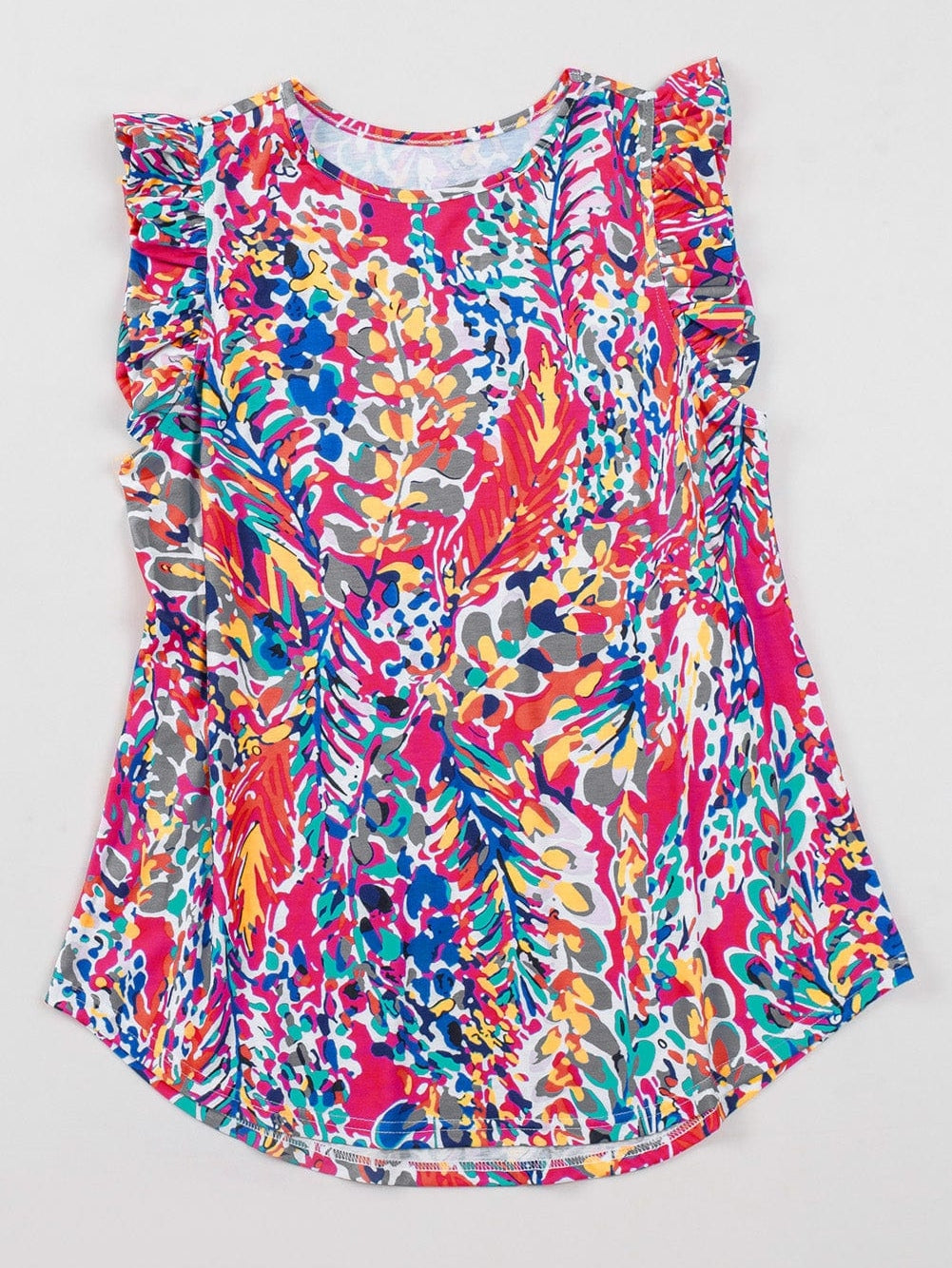 Floral Bloom Ruffle Sleeve Tank Top for Boho Chic Summer Style