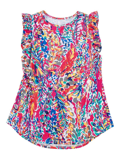 Floral Bloom Ruffle Sleeve Tank Top for Boho Chic Summer Style