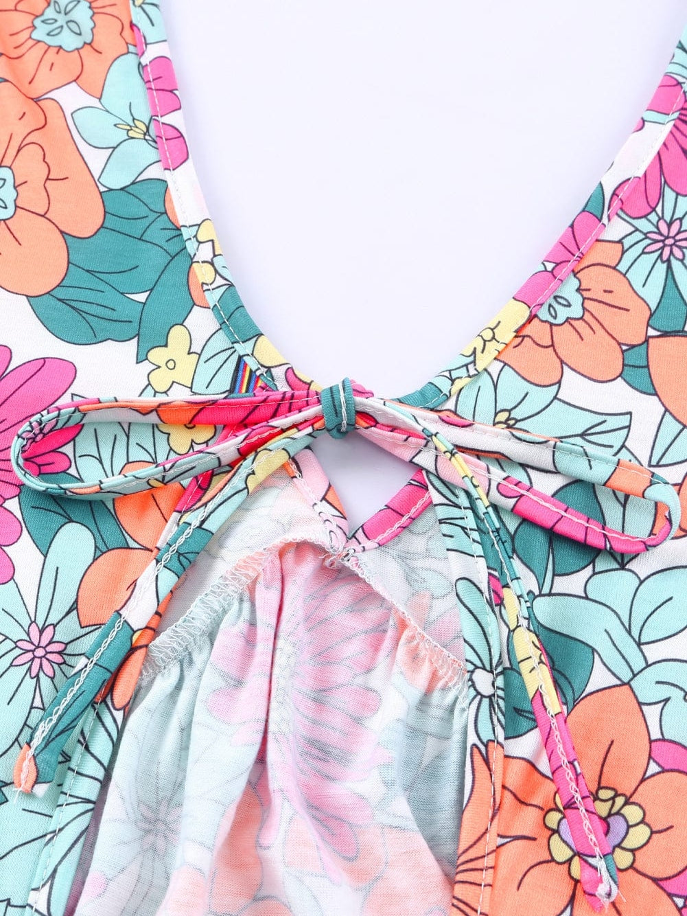 Floral Blooms Multicolor Backless Short Dress