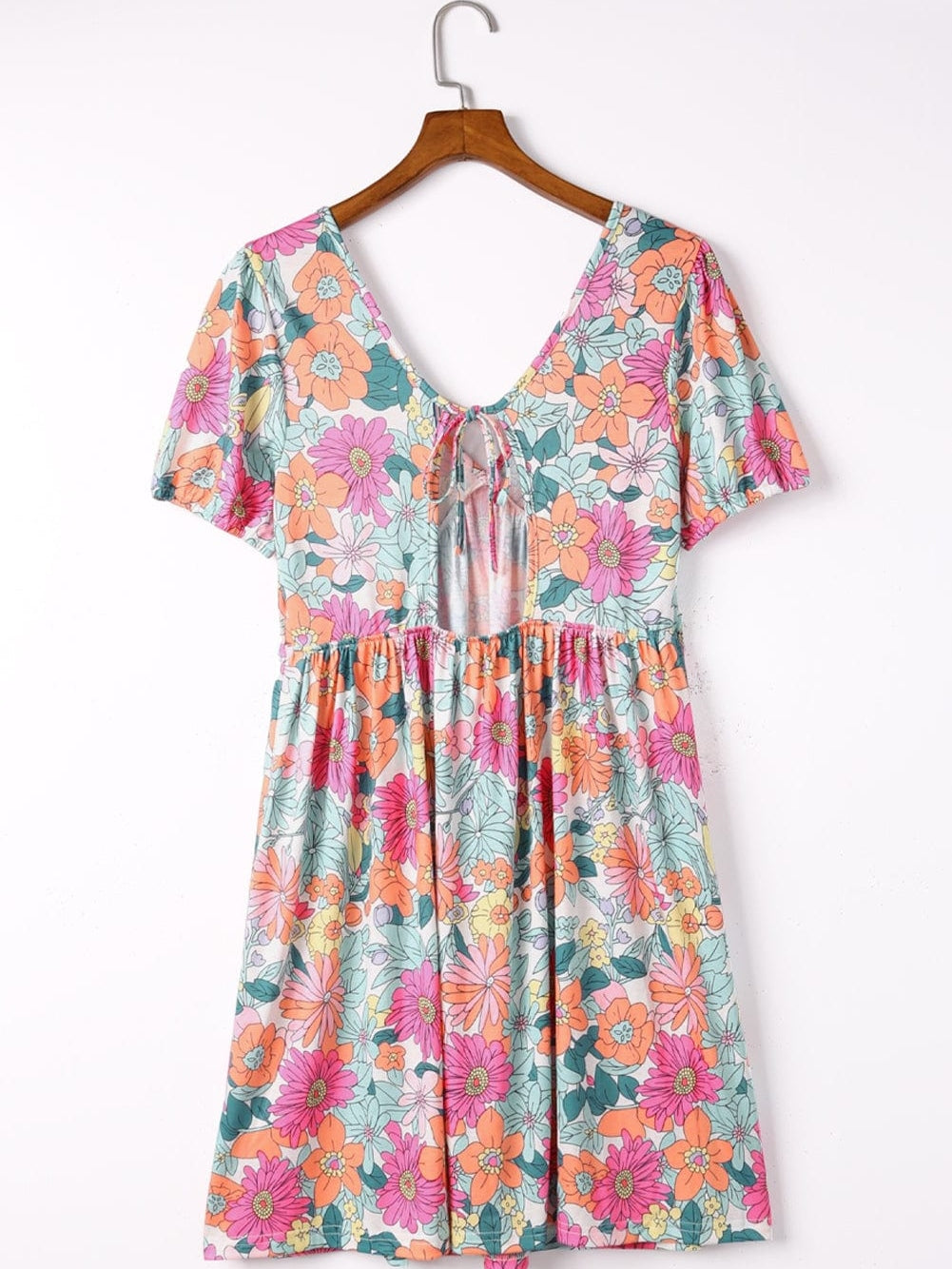 Floral Blooms Multicolor Backless Short Dress