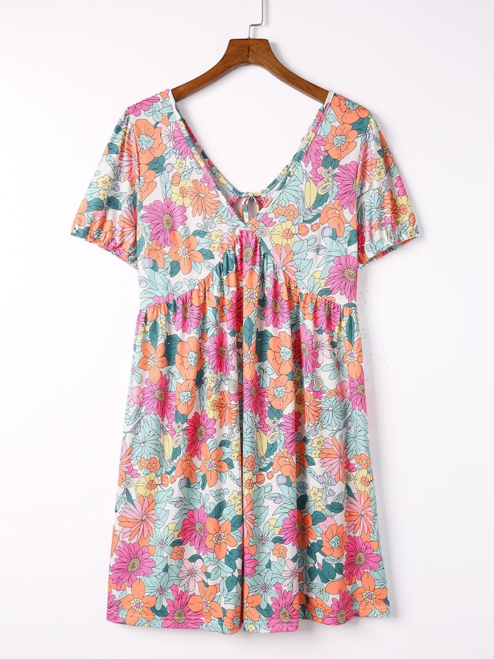 Floral Blooms Multicolor Backless Short Dress