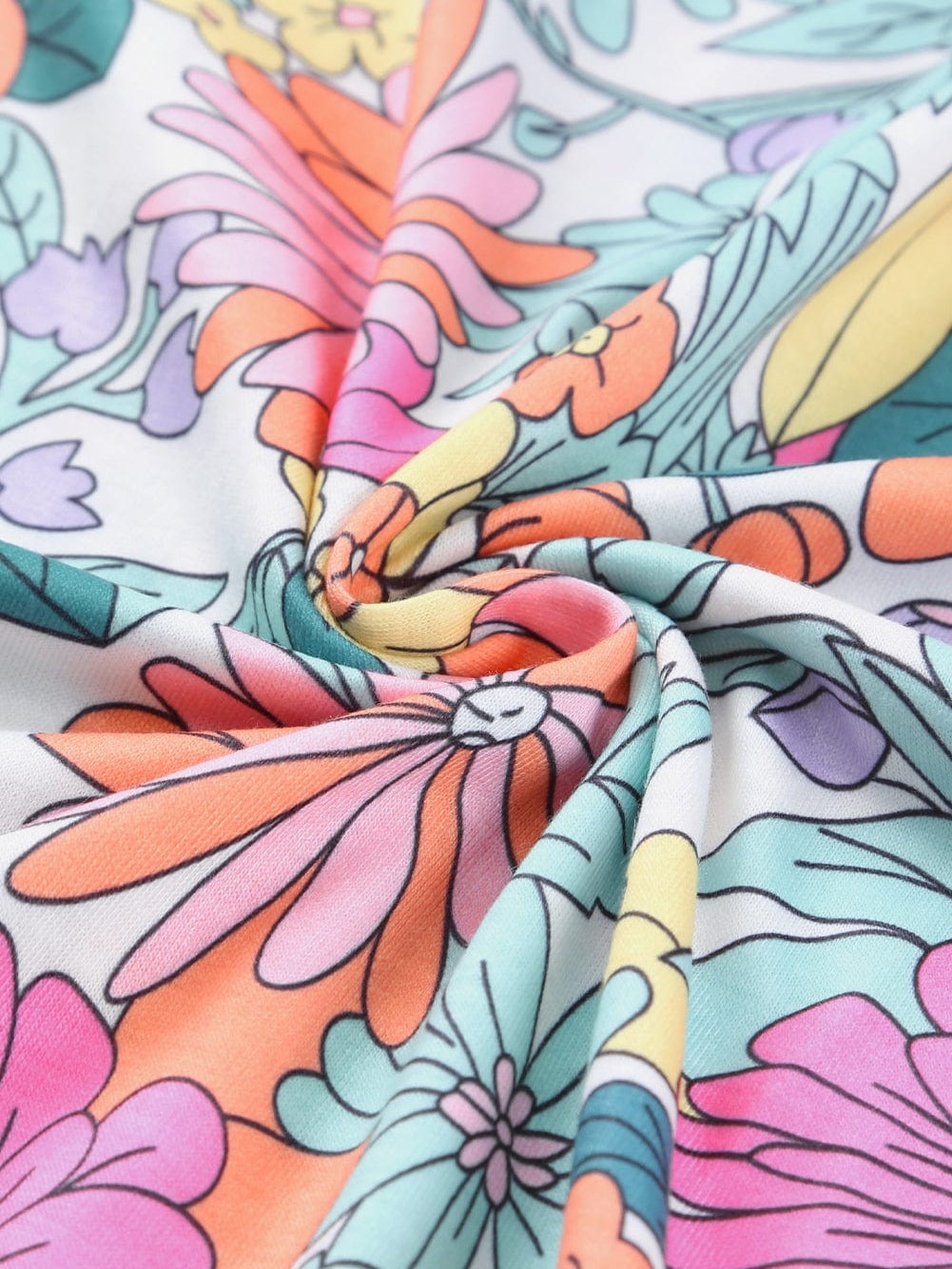 Floral Blooms Multicolor Backless Short Dress