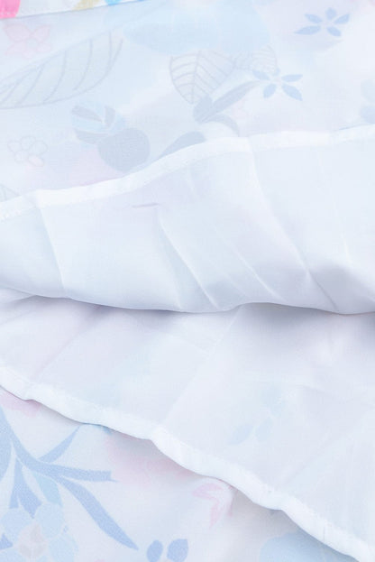 Floral Blossom Tiered Sleeveless White Dress