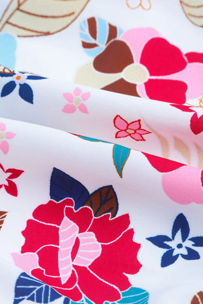 Floral Blossom Tiered Sleeveless White Dress