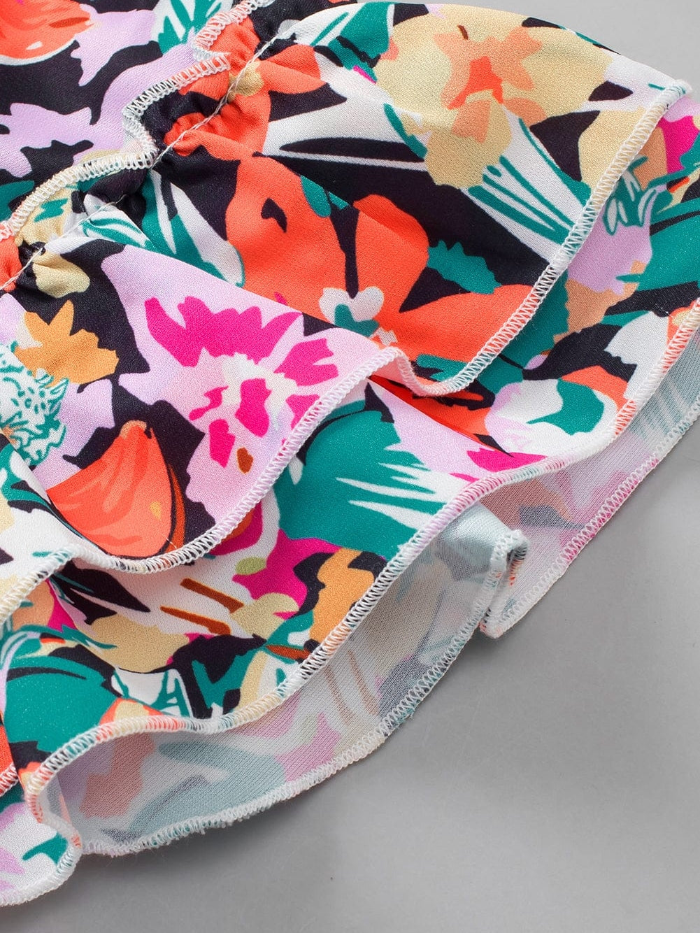 Floral Boho Tiered Ruffle Sleeve Top