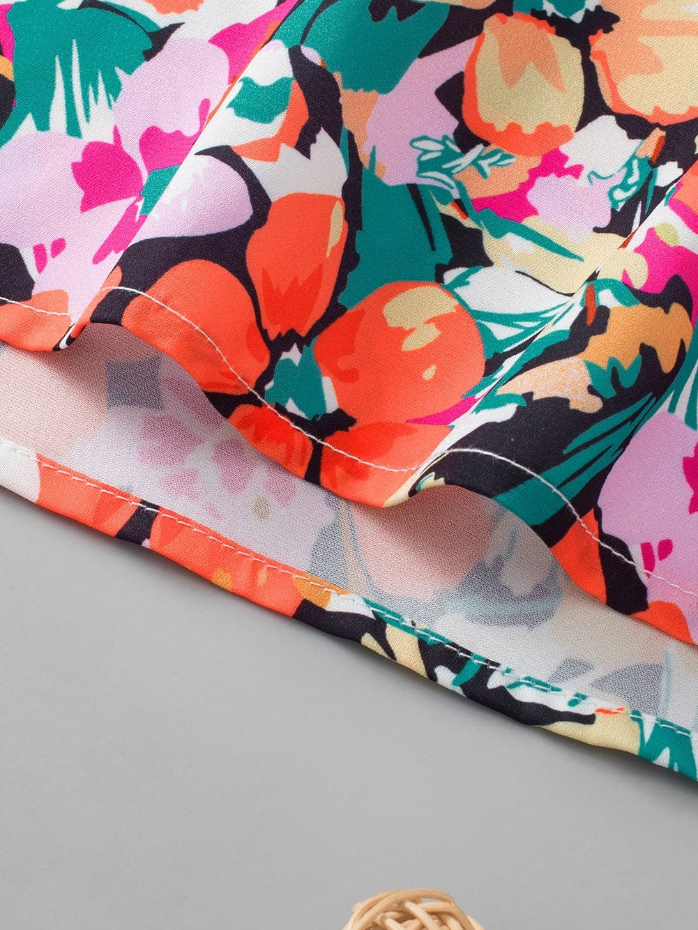 Floral Boho Tiered Ruffle Sleeve Top