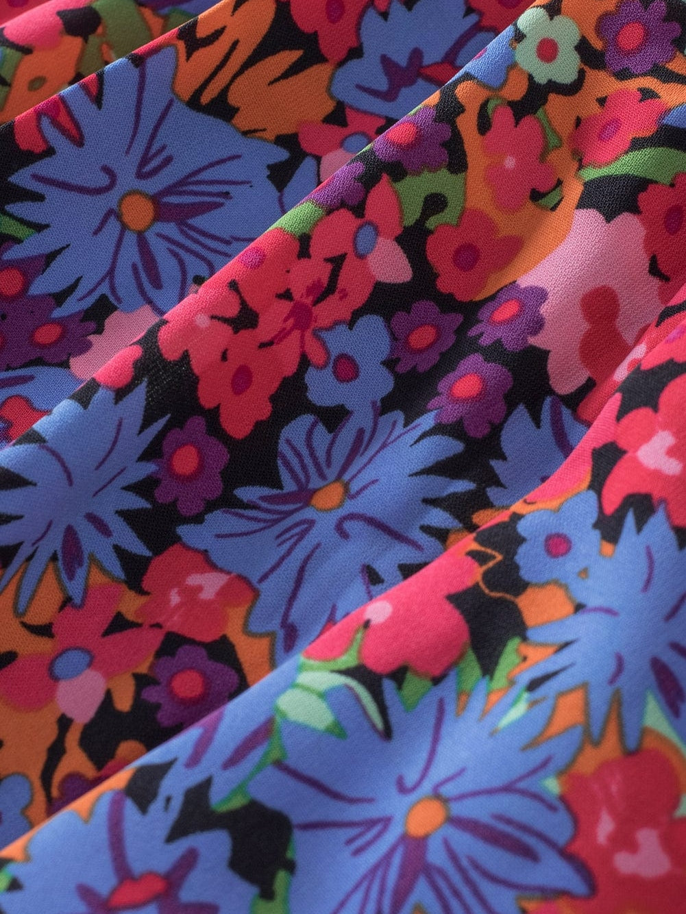 Floral Bouquet Ruffle Sleeve Babydoll Blouse