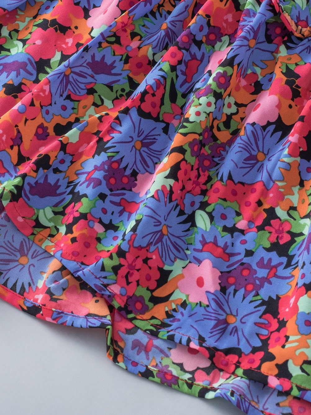 Floral Bouquet Ruffle Sleeve Babydoll Blouse