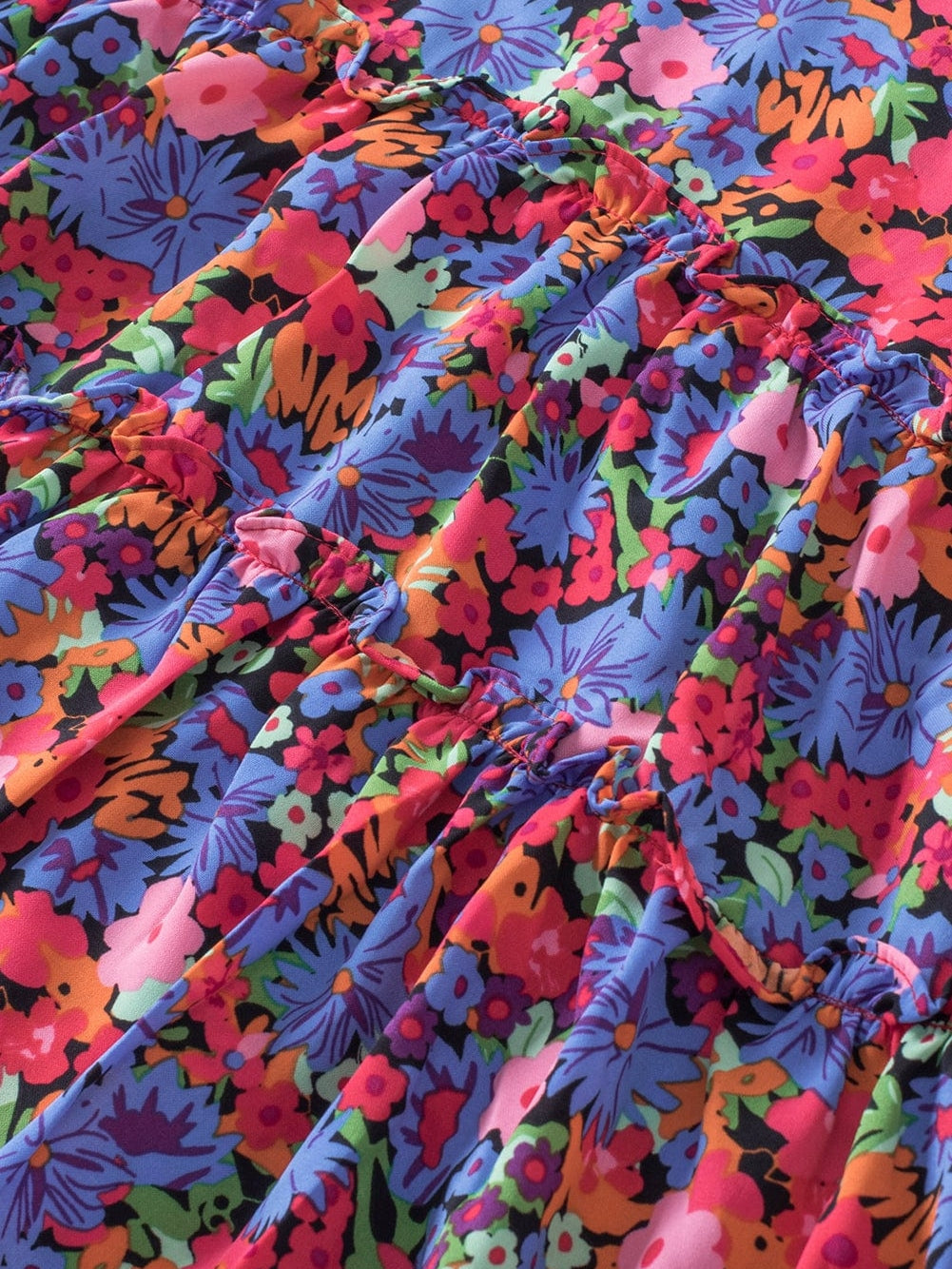 Floral Bouquet Ruffle Sleeve Babydoll Blouse