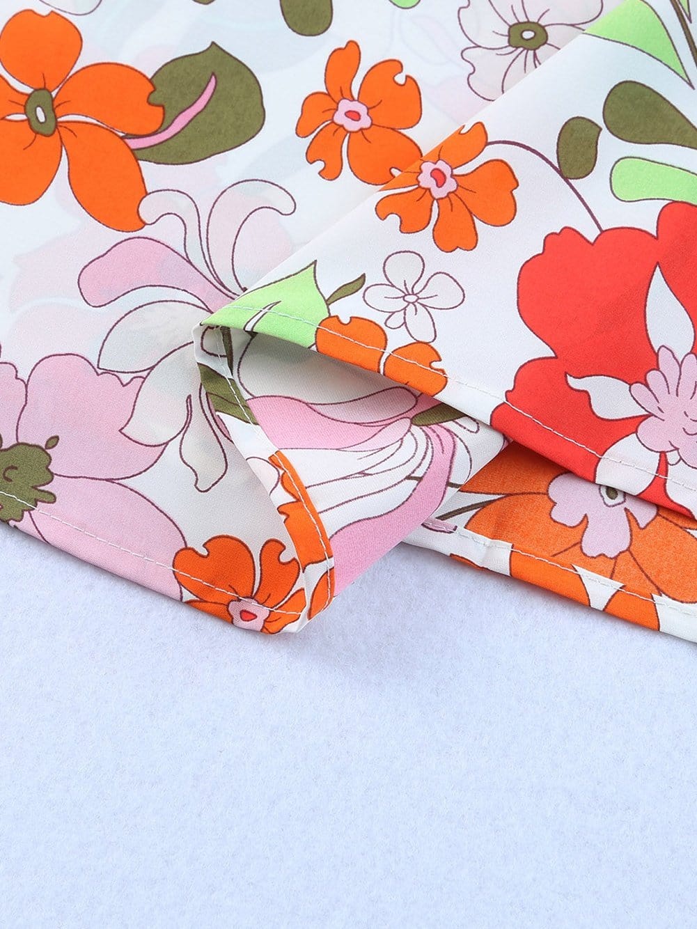 Floral Charm Frilled V-Neck Puff Sleeve Blouse