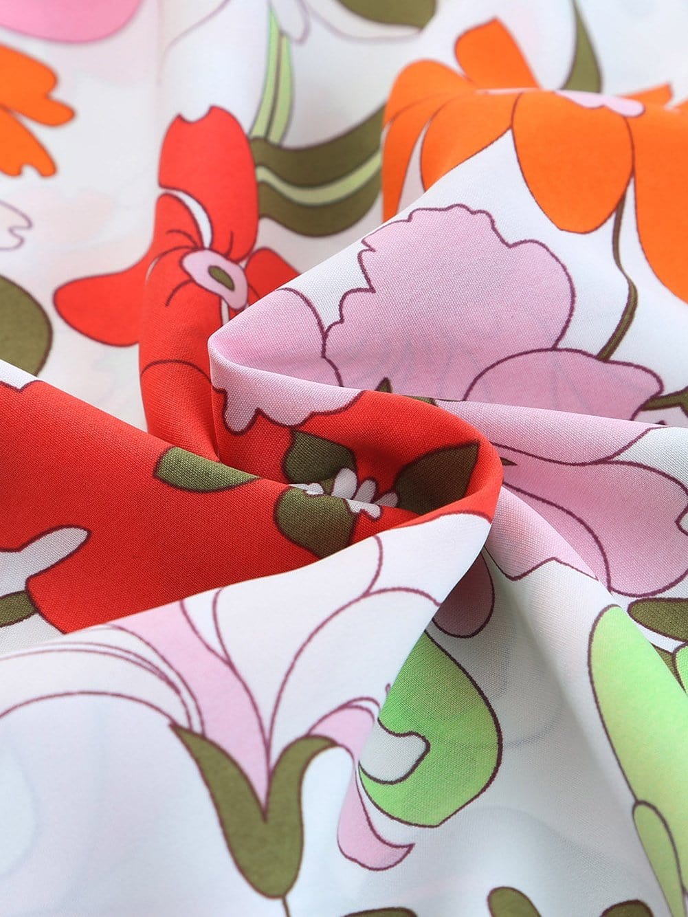 Floral Charm Frilled V-Neck Puff Sleeve Blouse