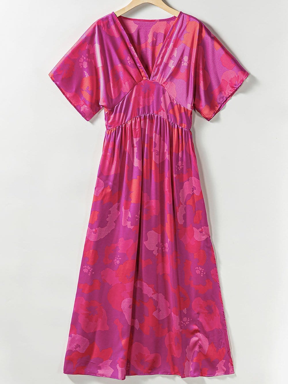 Floral Charm V Neck Dolman Sleeve Maxi Dress