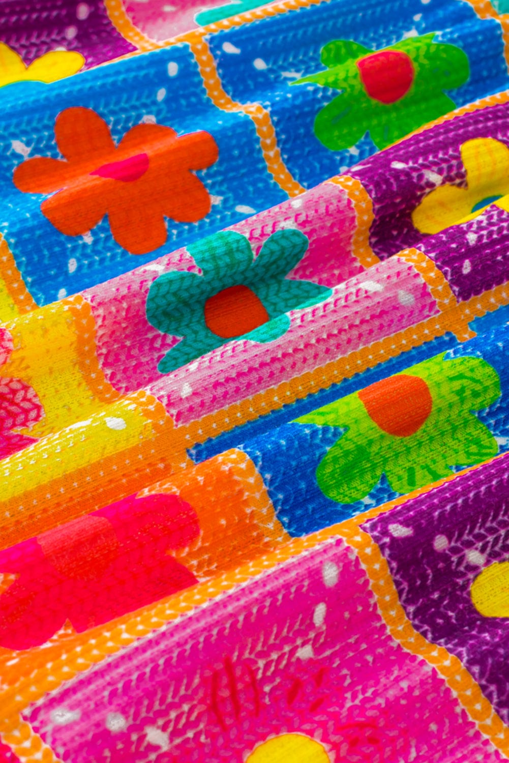 Floral Crochet Puff Sleeve Multicolor Blouse